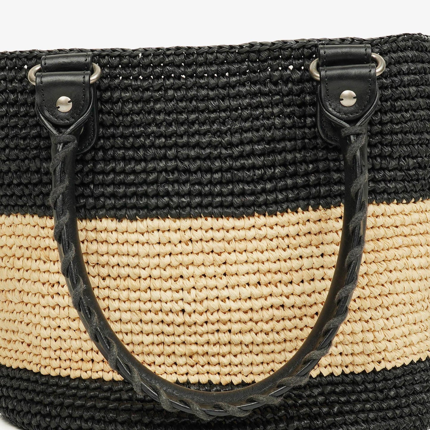 Balenciaga Panier Tote aus geflochtenem Rafia in Natur/Schwarz
