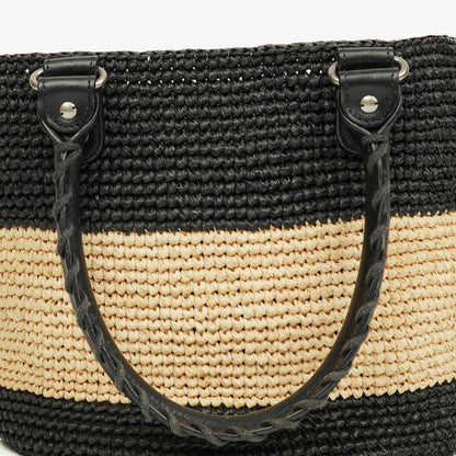Balenciaga Panier Tote aus geflochtenem Rafia in Natur/Schwarz
