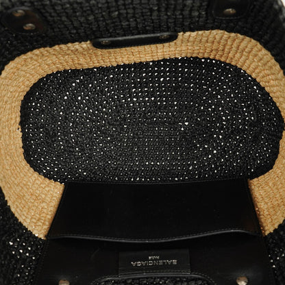 Balenciaga Panier Tote aus geflochtenem Rafia in Natur/Schwarz