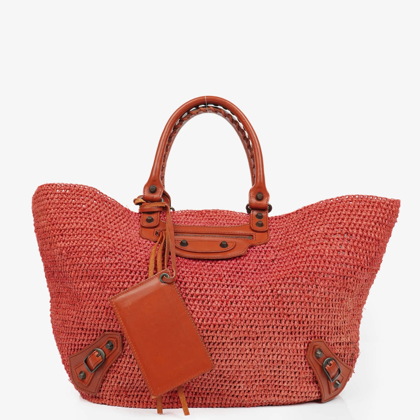 Balenciaga Panier Tote Bag aus geflochtenem Rafia und Leder