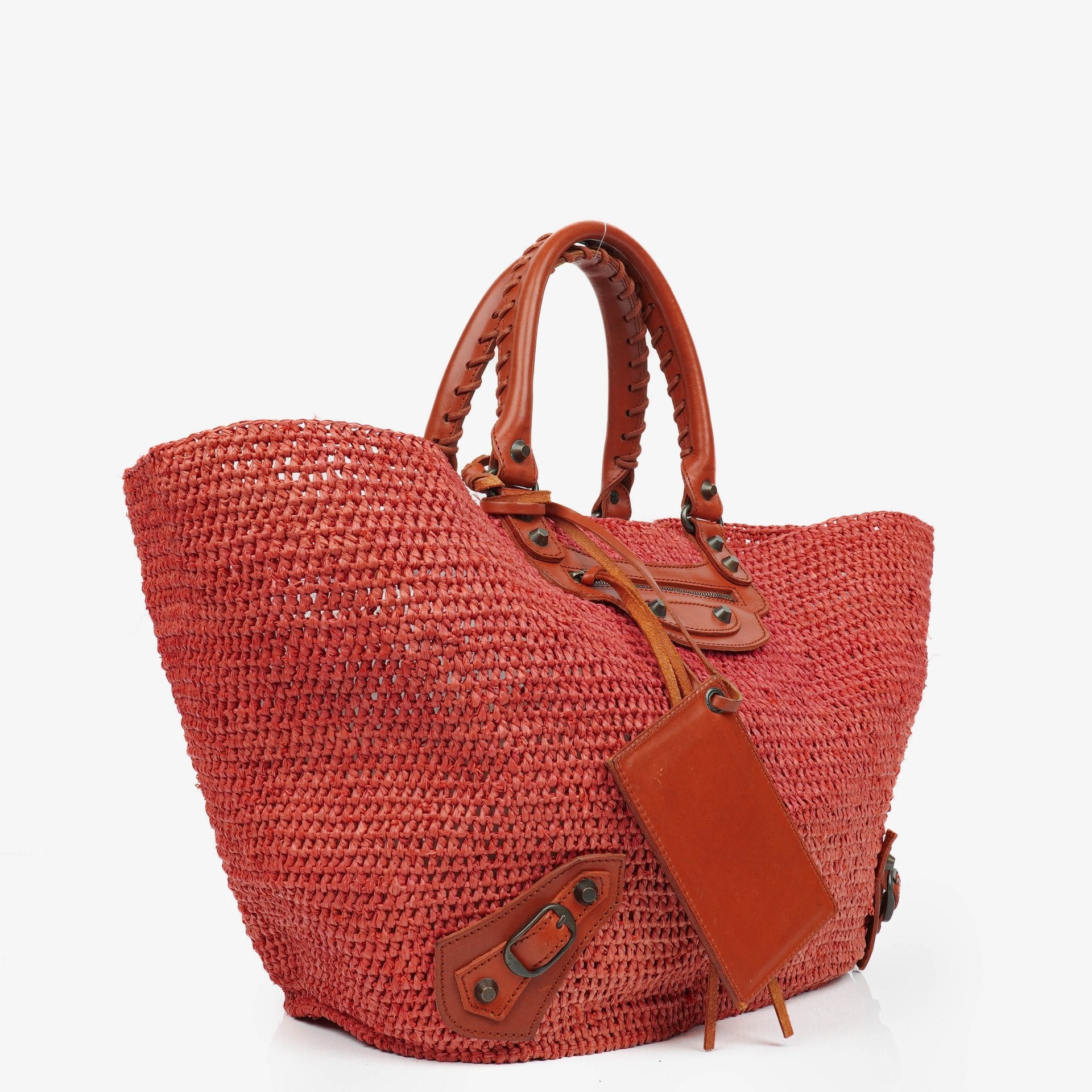 Balenciaga Panier Tote Bag aus geflochtenem Rafia und Leder