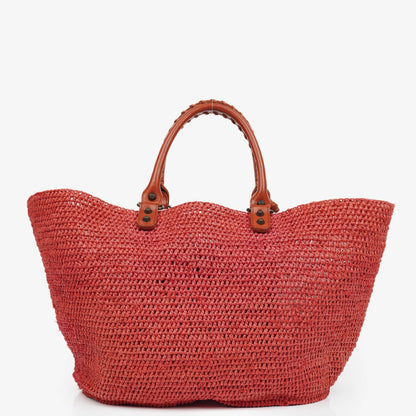 Balenciaga Panier Tote Bag aus geflochtenem Rafia und Leder