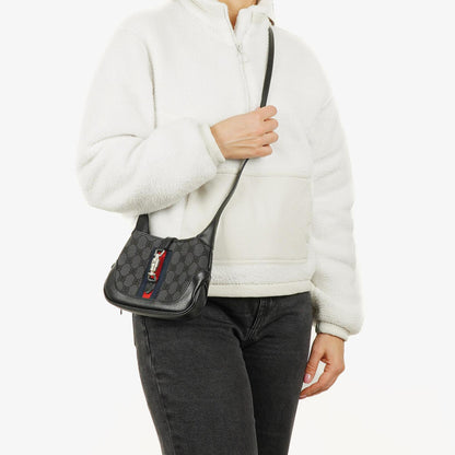Balenciaga x Gucci The Hacker Project 1961 Mini Jackie Tasche aus schwarzem/grauem Canvas und Leder