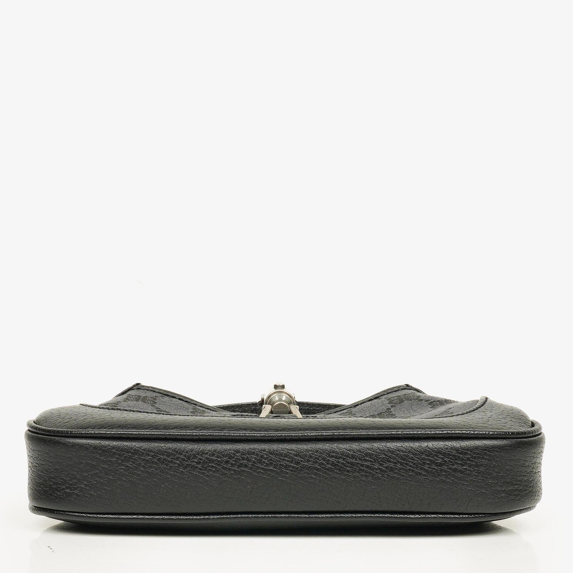 Balenciaga x Gucci The Hacker Project 1961 Mini Jackie Tasche aus schwarzem/grauem Canvas und Leder