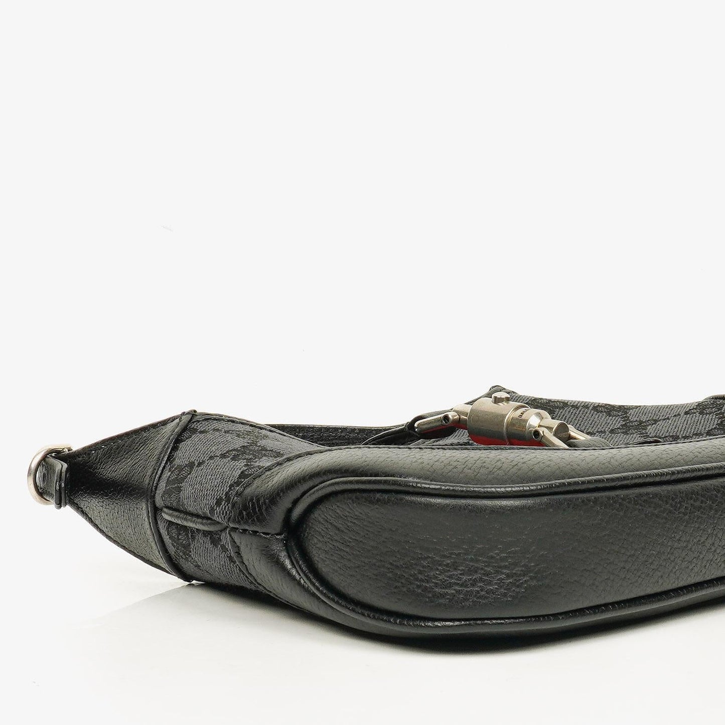 Balenciaga x Gucci The Hacker Project 1961 Mini Jackie Tasche aus schwarzem/grauem Canvas und Leder