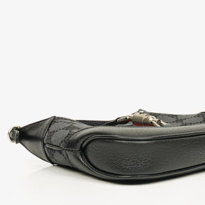 Balenciaga x Gucci The Hacker Project 1961 Mini Jackie Tasche aus schwarzem/grauem Canvas und Leder