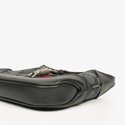 Balenciaga x Gucci The Hacker Project 1961 Mini Jackie Tasche aus schwarzem/grauem Canvas und Leder