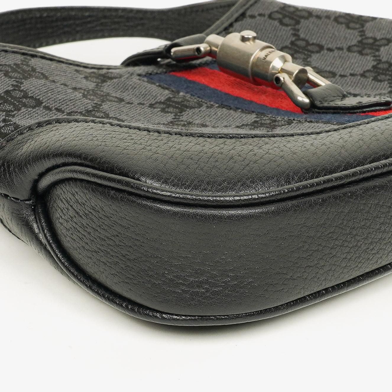 Balenciaga x Gucci The Hacker Project 1961 Mini Jackie Tasche aus schwarzem/grauem Canvas und Leder