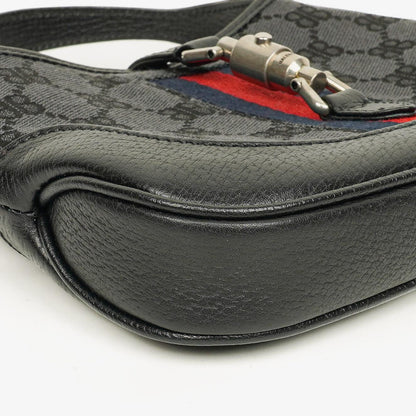 Balenciaga x Gucci The Hacker Project 1961 Mini Jackie Tasche aus schwarzem/grauem Canvas und Leder