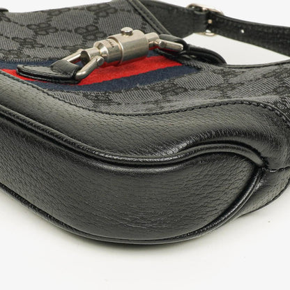 Balenciaga x Gucci The Hacker Project 1961 Mini Jackie Tasche aus schwarzem/grauem Canvas und Leder