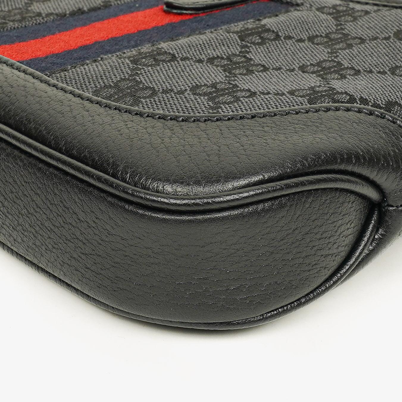 Balenciaga x Gucci The Hacker Project 1961 Mini Jackie Tasche aus schwarzem/grauem Canvas und Leder
