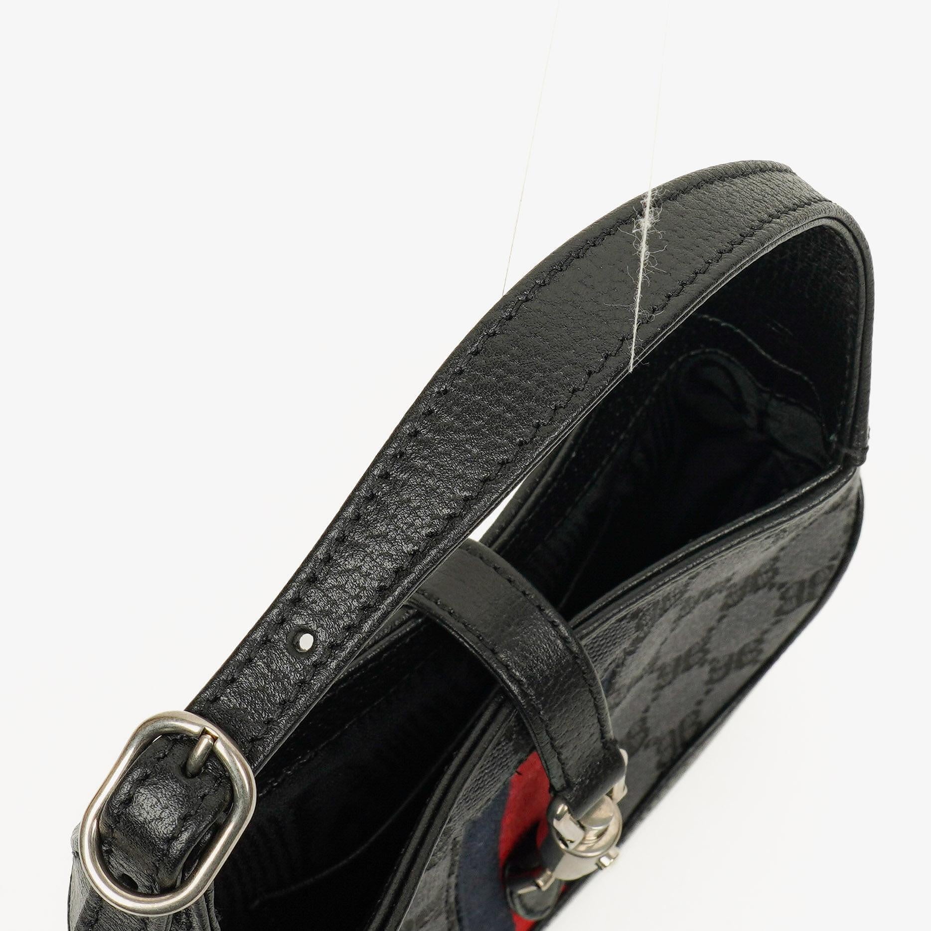 Balenciaga x Gucci The Hacker Project 1961 Mini Jackie Tasche aus schwarzem/grauem Canvas und Leder