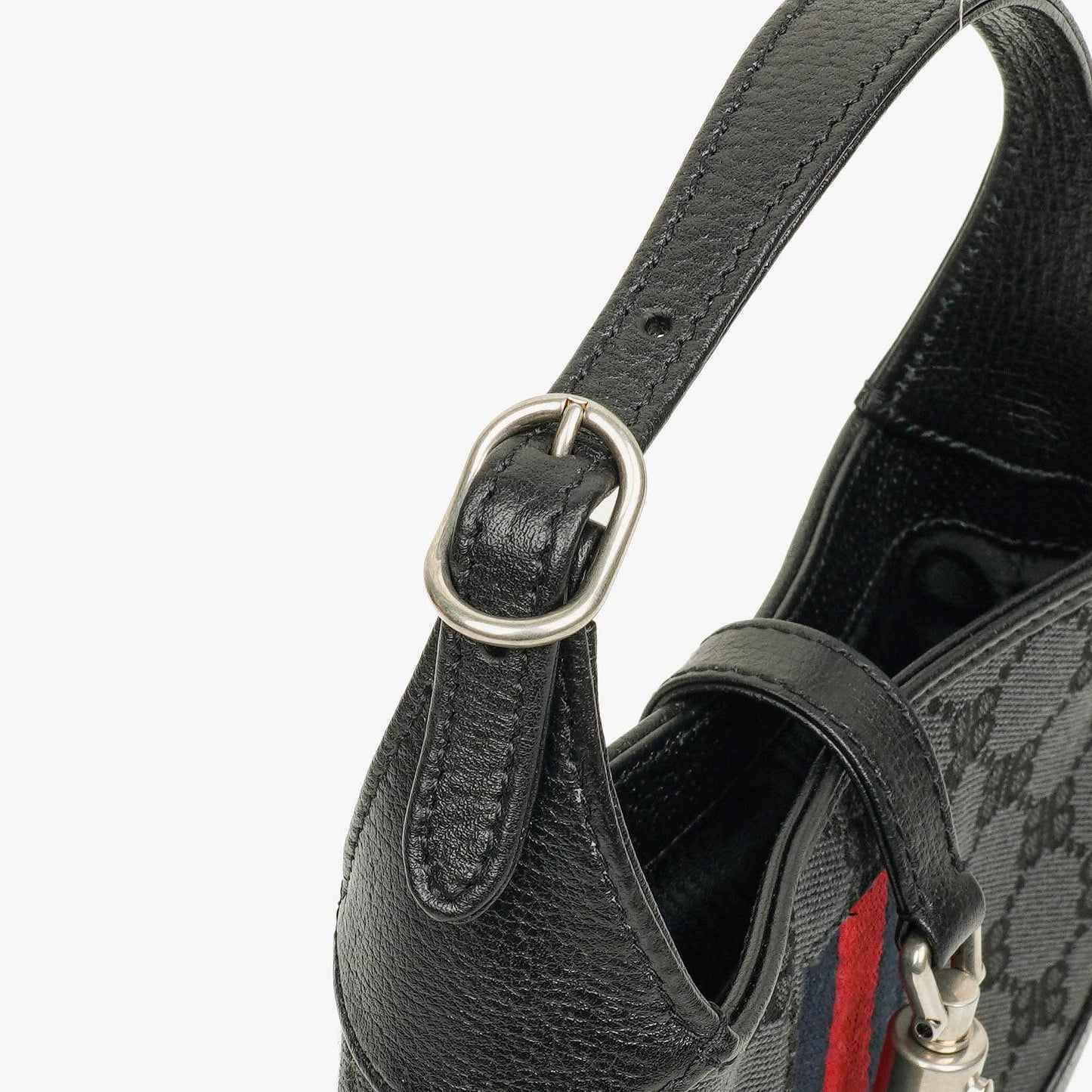 Balenciaga x Gucci The Hacker Project 1961 Mini Jackie Tasche aus schwarzem/grauem Canvas und Leder