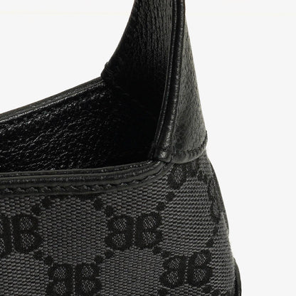 Balenciaga x Gucci The Hacker Project 1961 Mini Jackie Tasche aus schwarzem/grauem Canvas und Leder