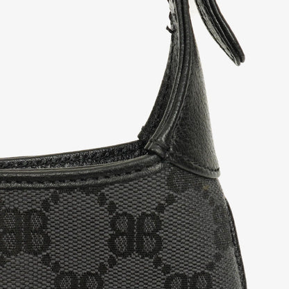 Balenciaga x Gucci The Hacker Project 1961 Mini Jackie Tasche aus schwarzem/grauem Canvas und Leder