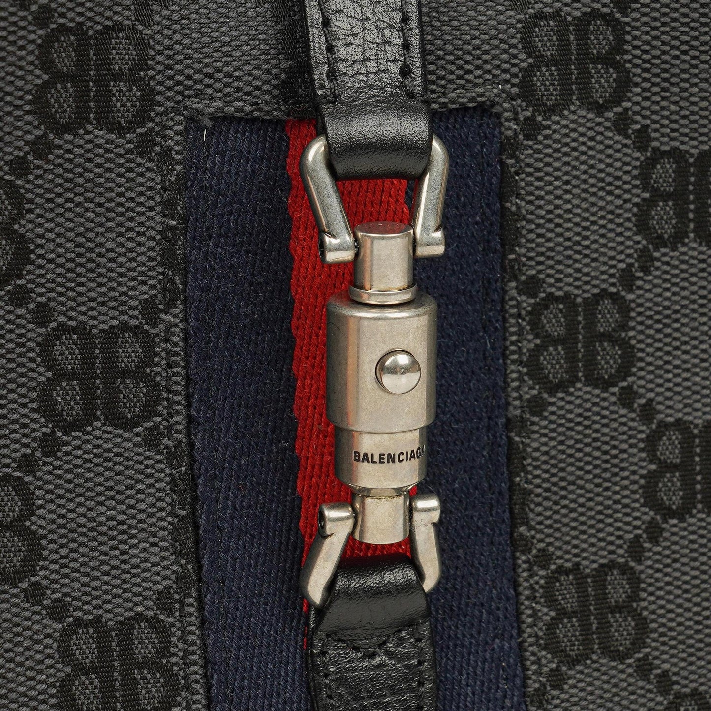 Balenciaga x Gucci The Hacker Project 1961 Mini Jackie Tasche aus schwarzem/grauem Canvas und Leder