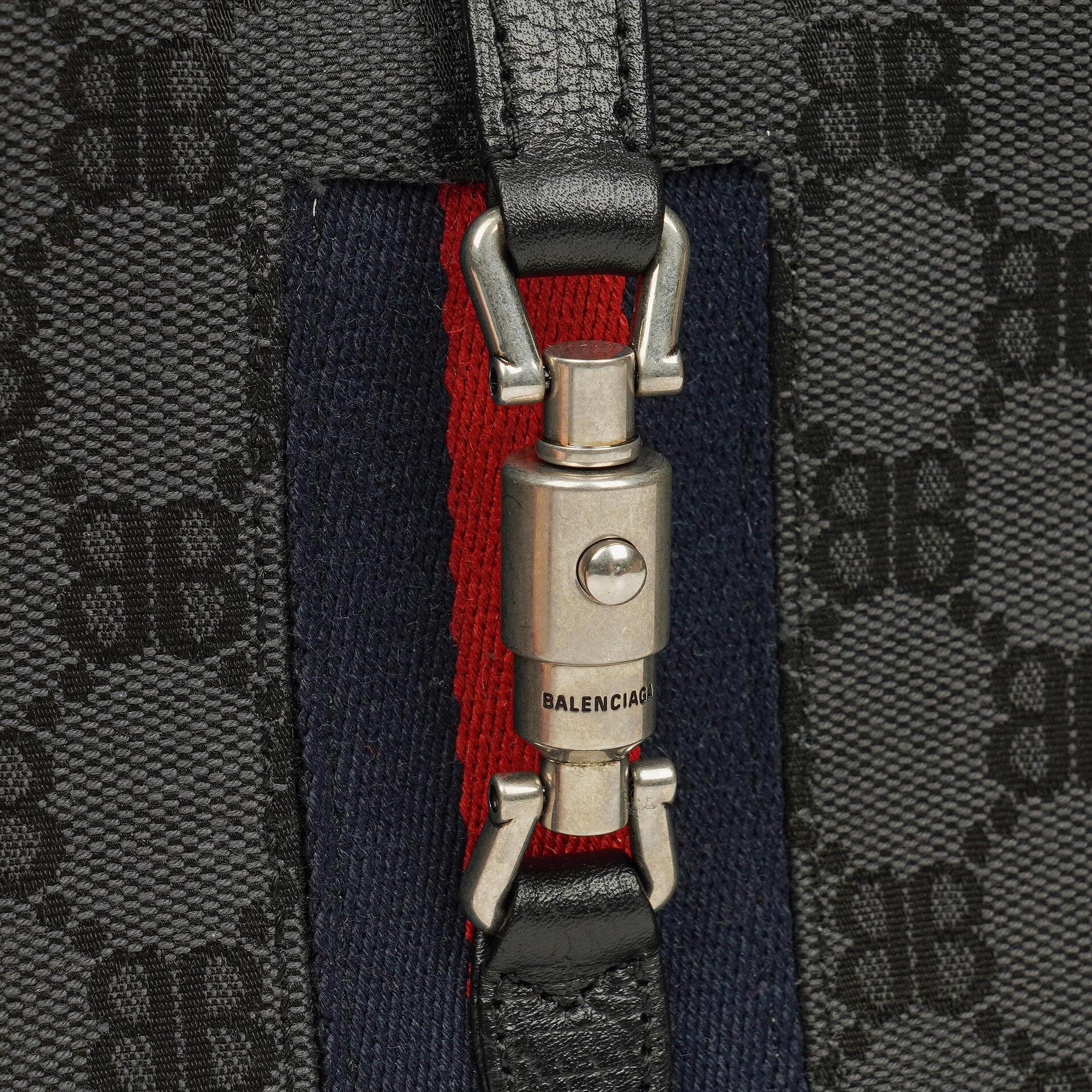 Balenciaga x Gucci The Hacker Project 1961 Mini Jackie Tasche aus schwarzem/grauem Canvas und Leder