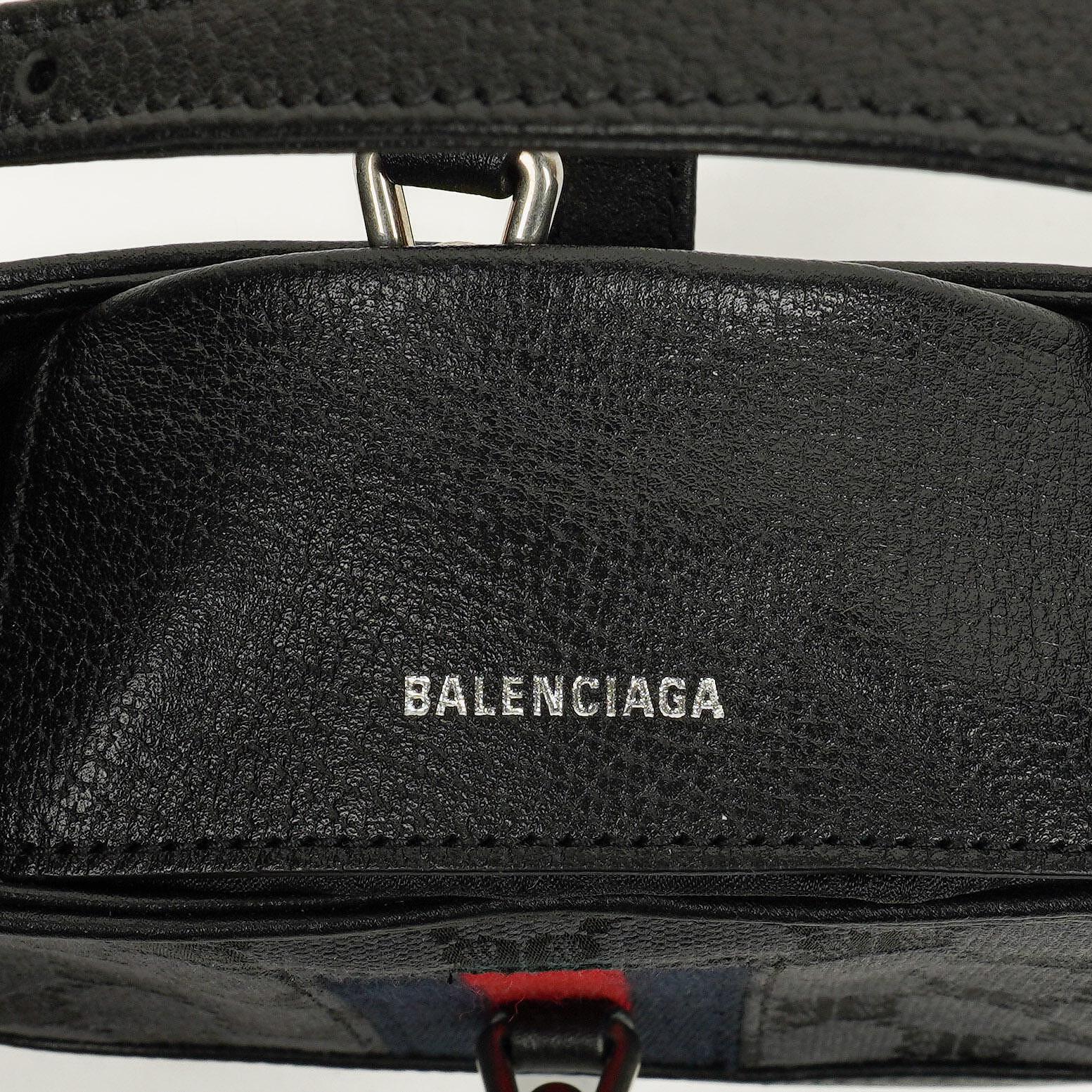 Balenciaga x Gucci The Hacker Project 1961 Mini Jackie Tasche aus schwarzem/grauem Canvas und Leder