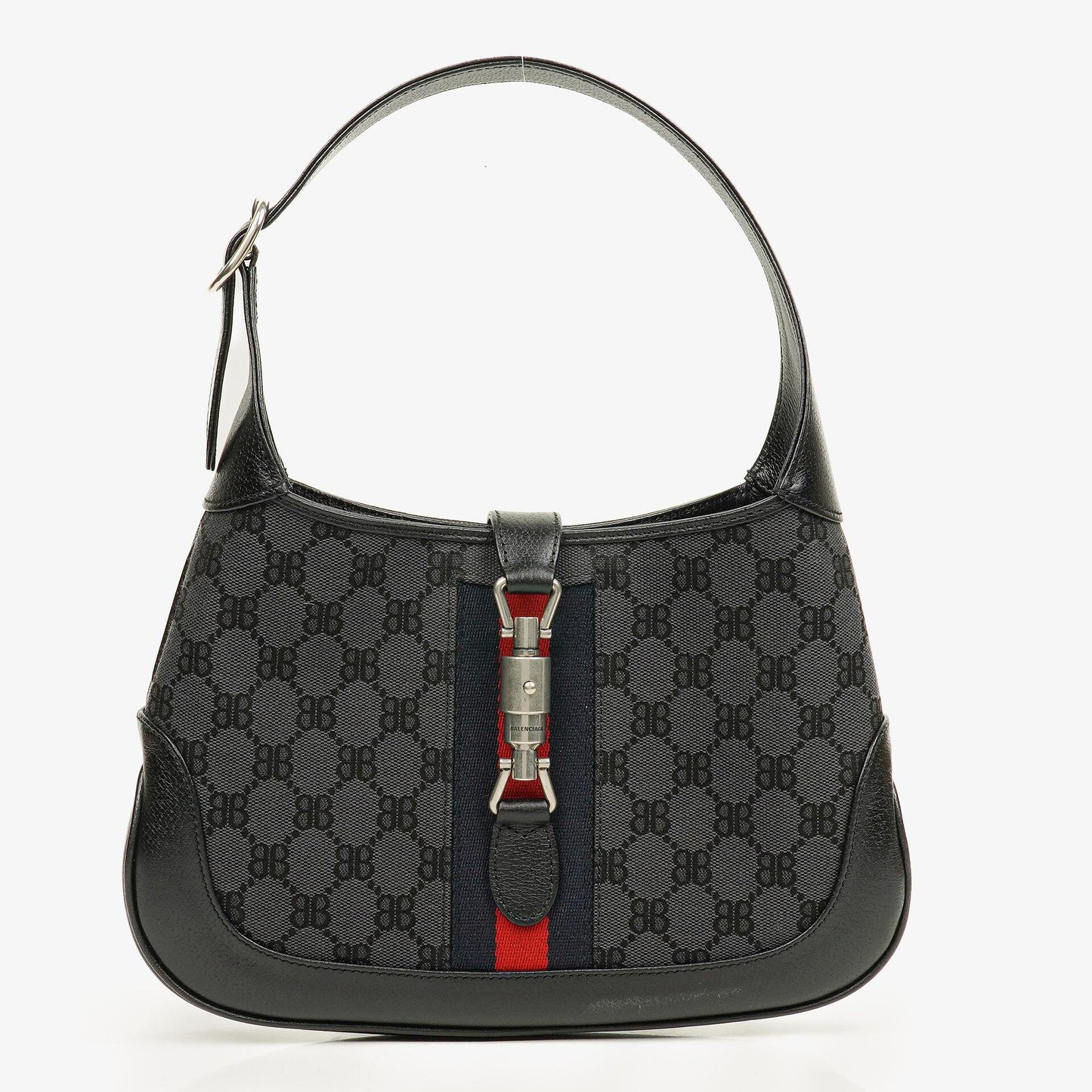 Balenciaga x Gucci The Hacker Project 1961 Small Jackie Tasche in Schwarz/Grau aus Canvas/Leder