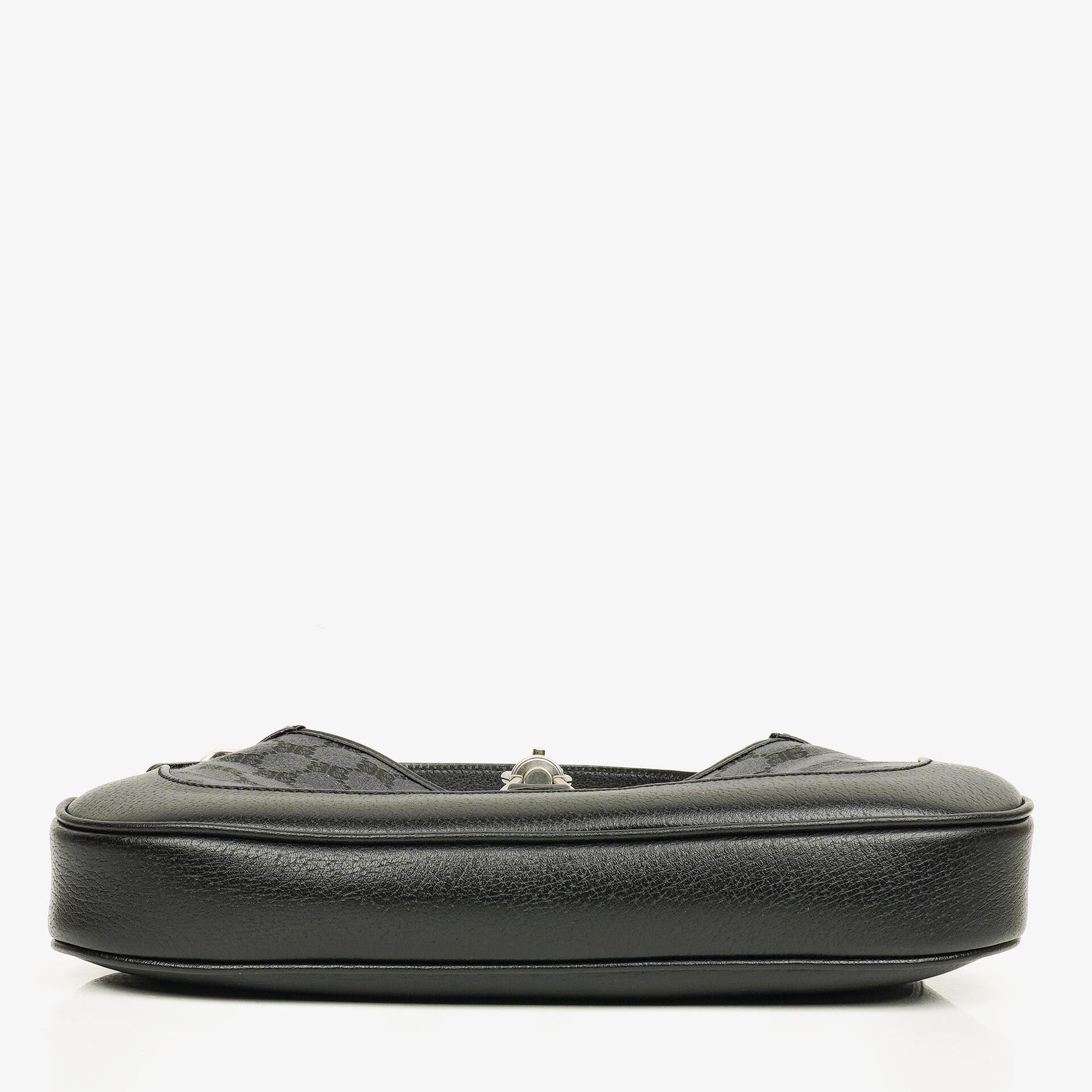 Balenciaga x Gucci The Hacker Project 1961 Small Jackie Tasche in Schwarz/Grau aus Canvas/Leder