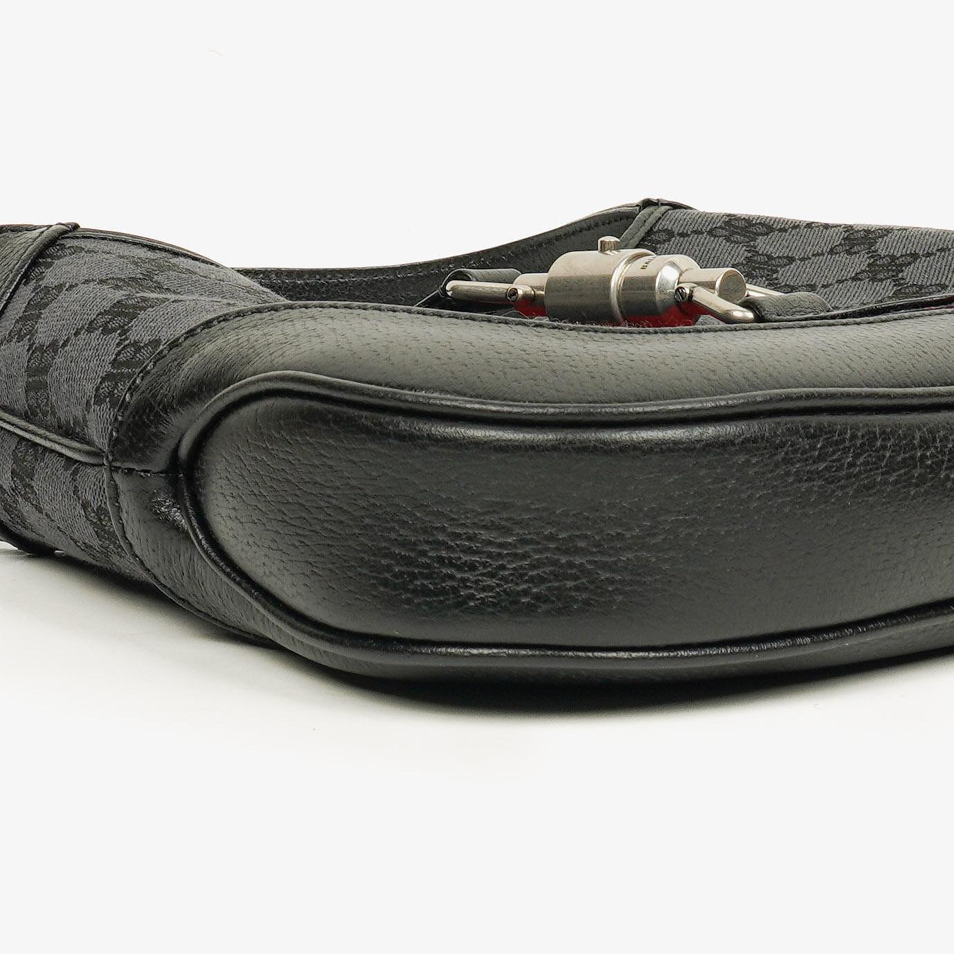Balenciaga x Gucci The Hacker Project 1961 Small Jackie Tasche in Schwarz/Grau aus Canvas/Leder