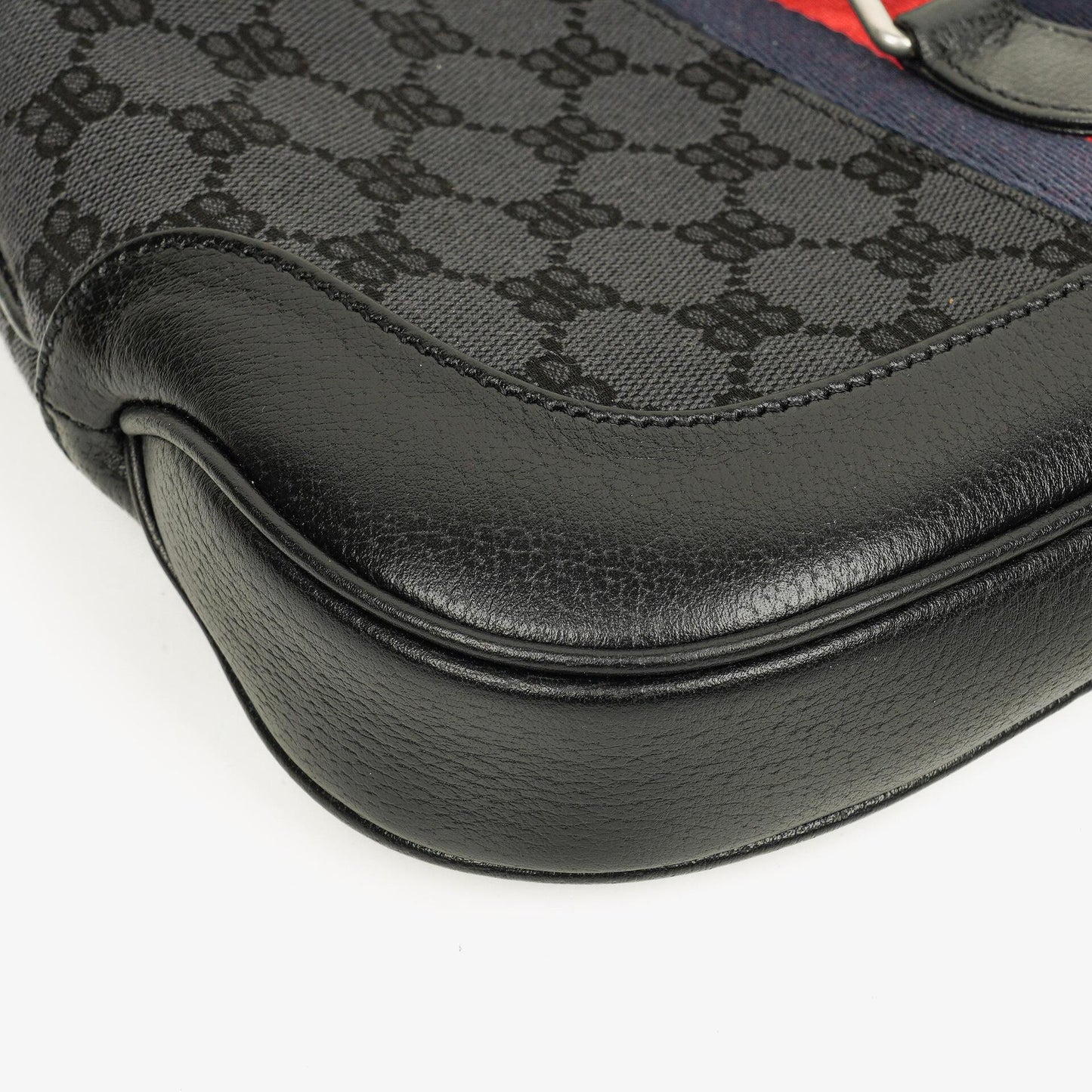 Balenciaga x Gucci The Hacker Project 1961 Small Jackie Tasche in Schwarz/Grau aus Canvas/Leder