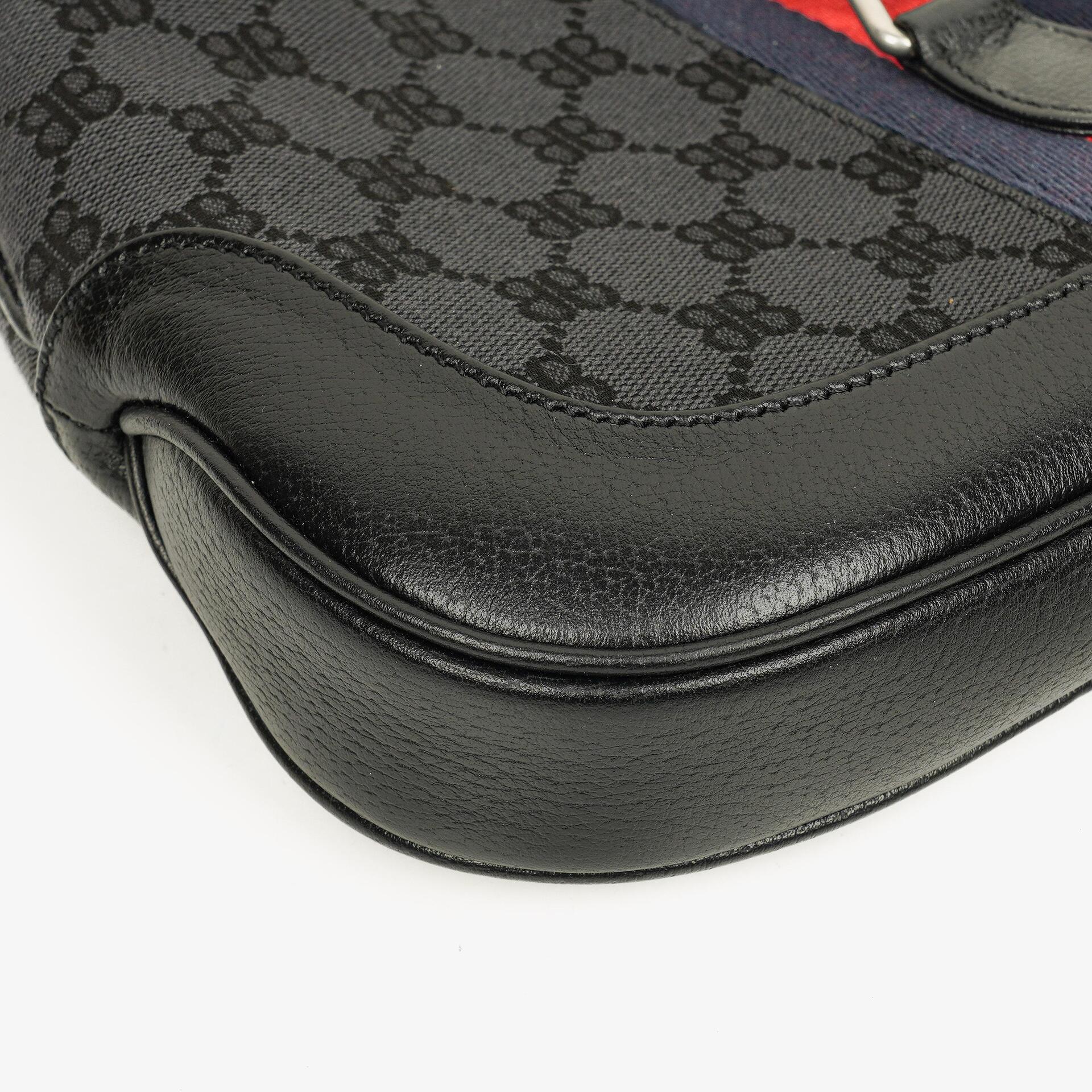 Balenciaga x Gucci The Hacker Project 1961 Small Jackie Tasche in Schwarz/Grau aus Canvas/Leder
