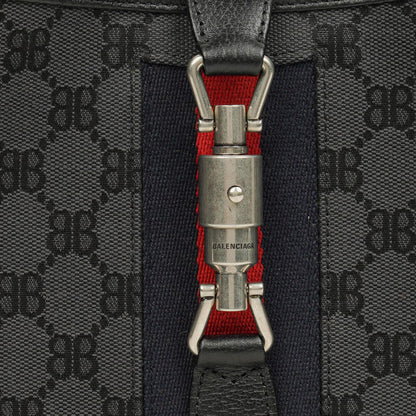 Balenciaga x Gucci The Hacker Project 1961 Small Jackie Tasche in Schwarz/Grau aus Canvas/Leder