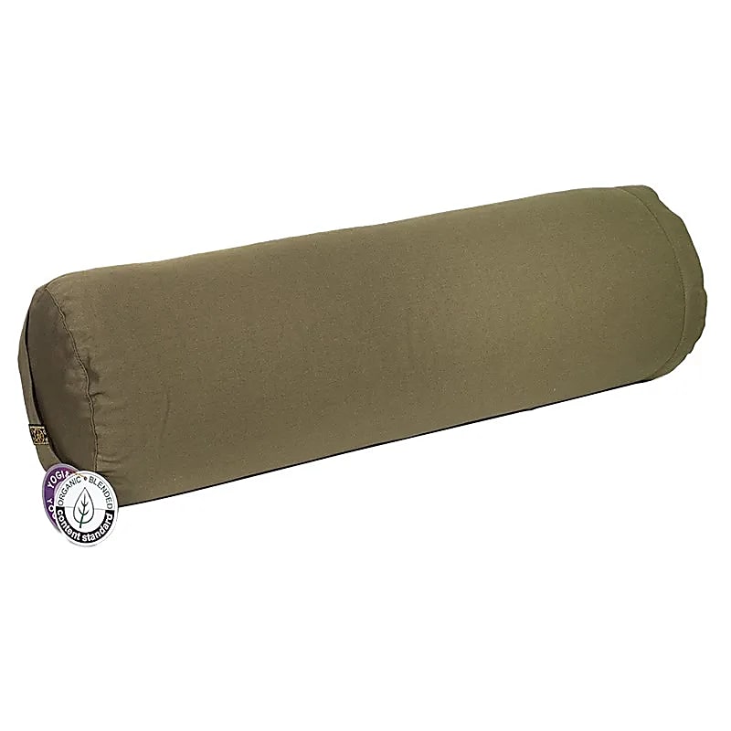 Bolster rund olivgrün Baumwolle BIO (OCS) - 60x16 cm; ±2300 g - Laminimas e.K