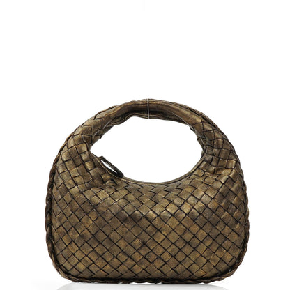 Bottega Veneta Mini Veneta Hobo Tasche aus Nappa Intrecciato in gealtertem Gold