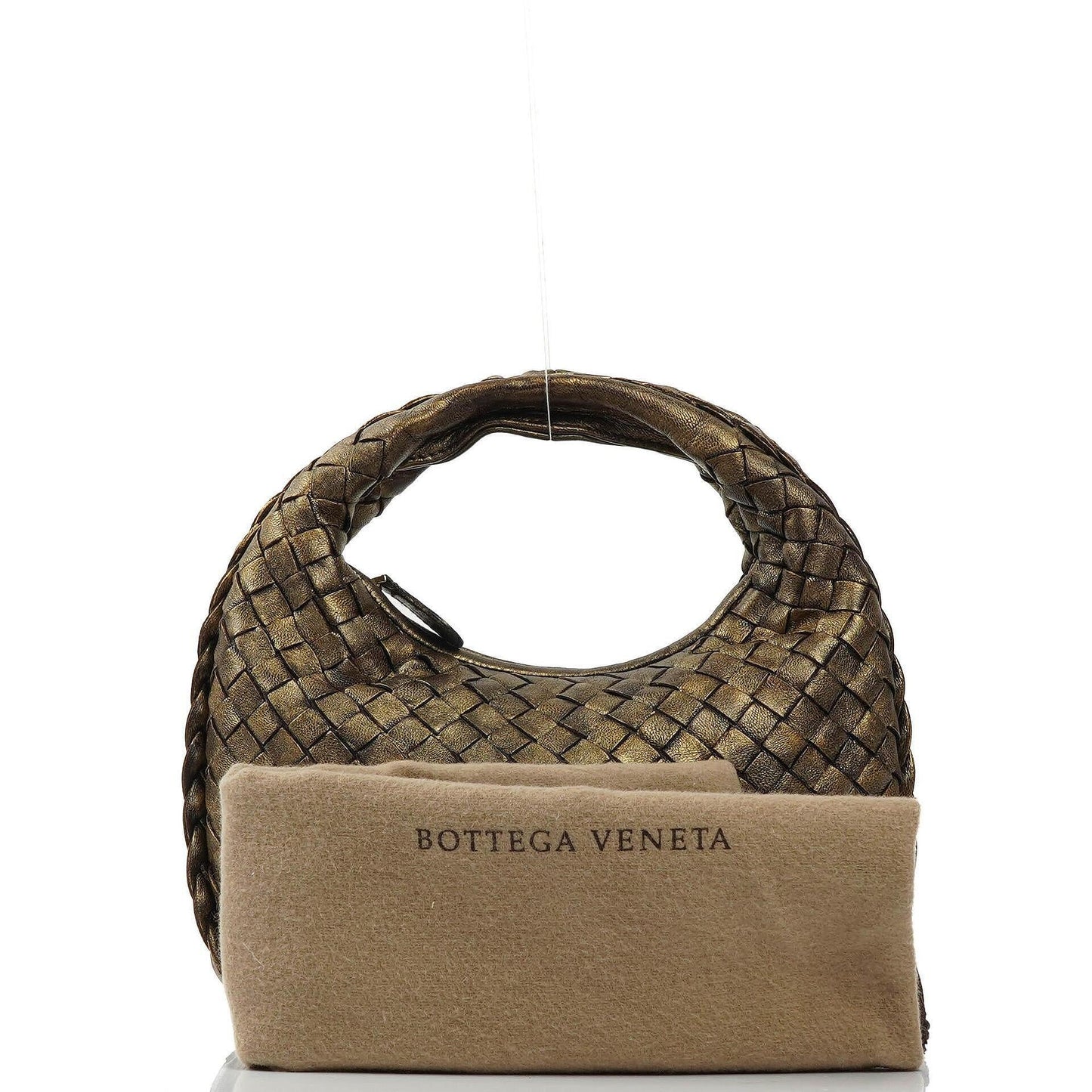 Bottega Veneta Mini Veneta Hobo Tasche aus Nappa Intrecciato in gealtertem Gold