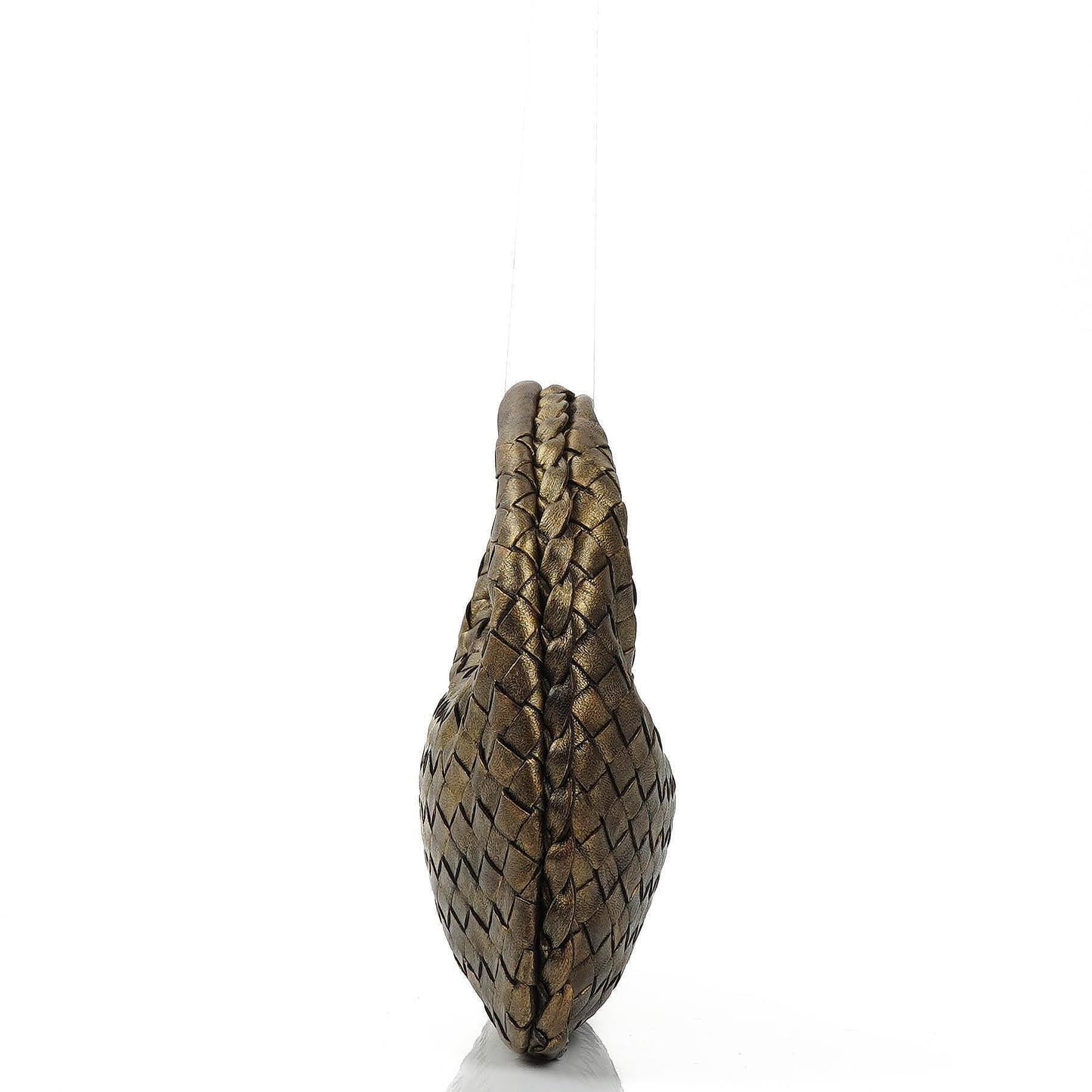 Bottega Veneta Mini Veneta Hobo Tasche aus Nappa Intrecciato in gealtertem Gold