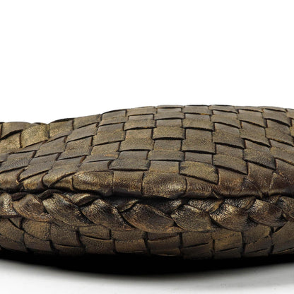 Bottega Veneta Mini Veneta Hobo Tasche aus Nappa Intrecciato in gealtertem Gold