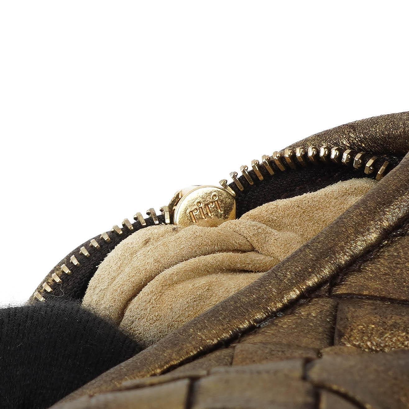 Bottega Veneta Mini Veneta Hobo Tasche aus Nappa Intrecciato in gealtertem Gold