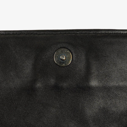 Bottega Veneta Schwarze Intrecciato Leder Geflochtener Griff Klapp-Schultertasche