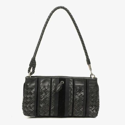 Bottega Veneta Intrecciato Schultertasche aus schwarzem Leder