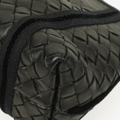 Bottega Veneta Intrecciato Schultertasche aus schwarzem Leder
