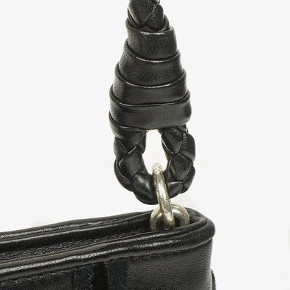 Bottega Veneta Intrecciato Schultertasche aus schwarzem Leder
