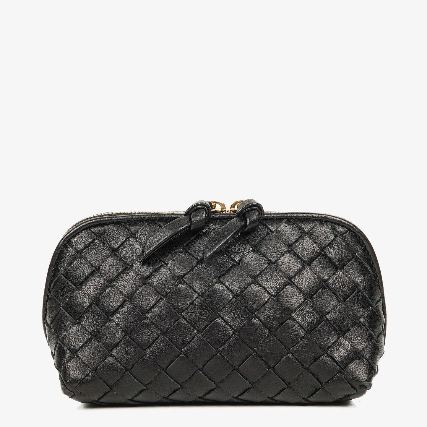 Bottega Veneta Kosmetiktasche aus schwarzem Intrecciato Nappaleder