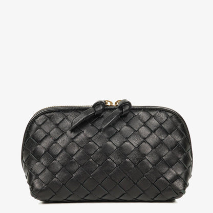 Bottega Veneta Kosmetiktasche aus schwarzem Intrecciato Nappaleder