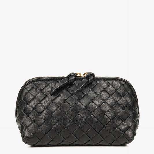 Bottega Veneta Kosmetiktasche aus schwarzem Intrecciato Nappaleder