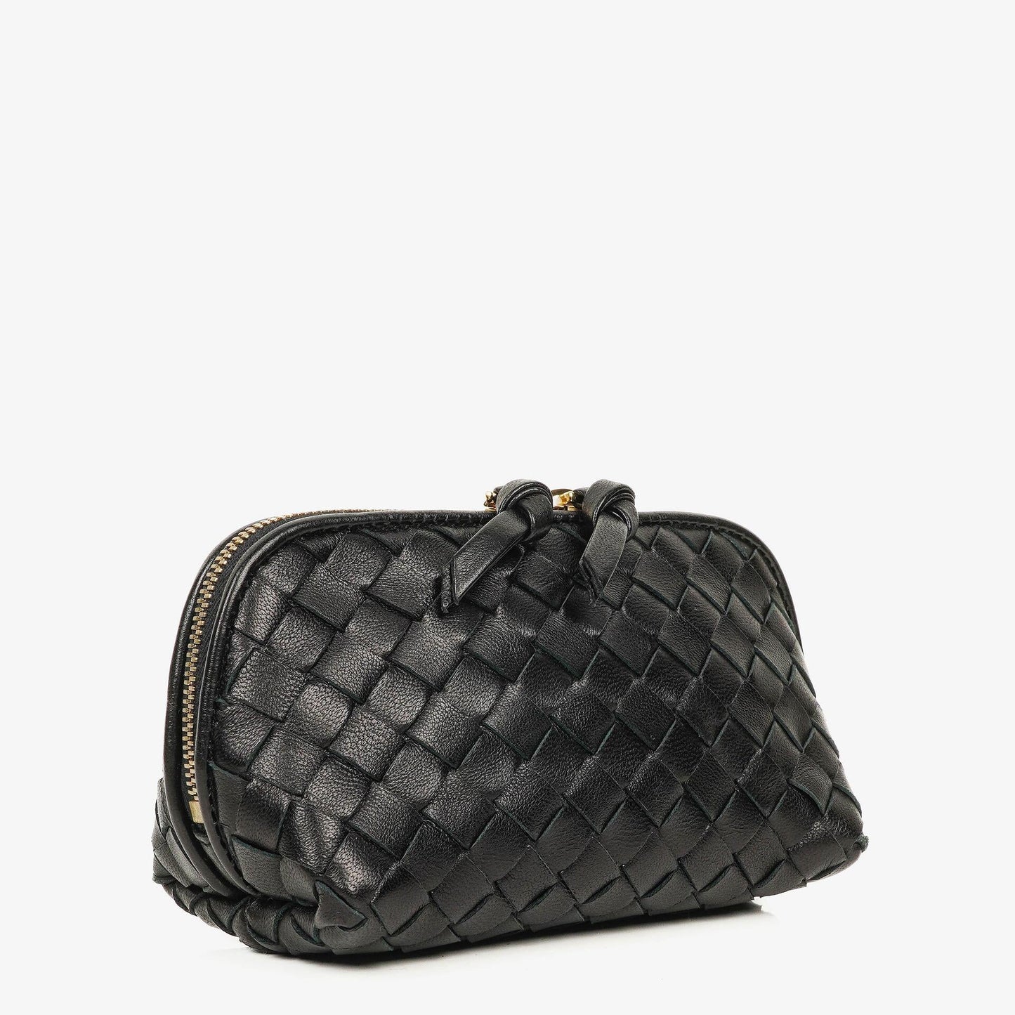 Bottega Veneta Kosmetiktasche aus schwarzem Intrecciato Nappaleder