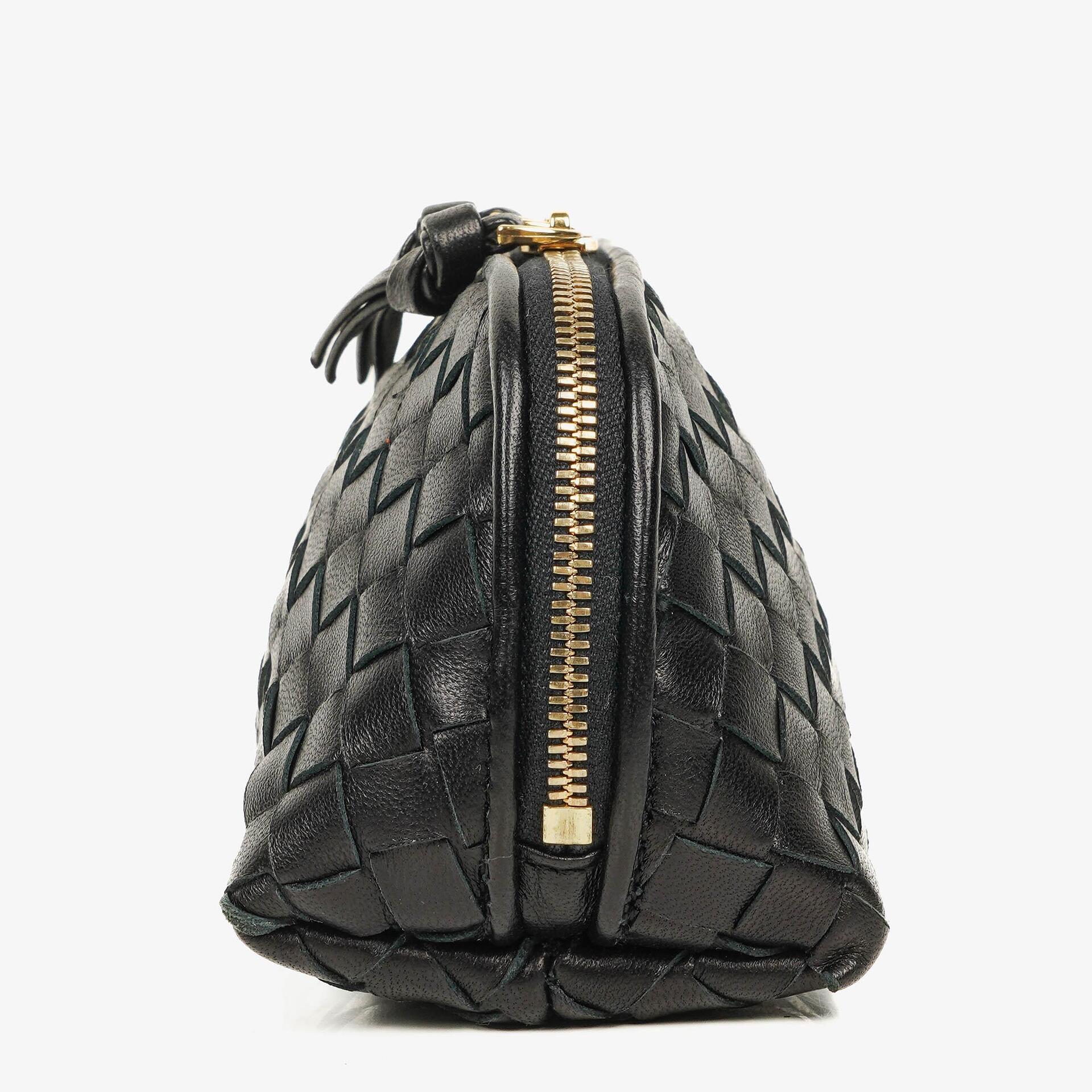 Bottega Veneta Kosmetiktasche aus schwarzem Intrecciato Nappaleder