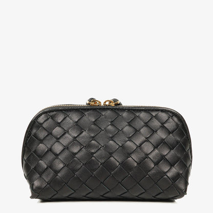 Bottega Veneta Kosmetiktasche aus schwarzem Intrecciato Nappaleder