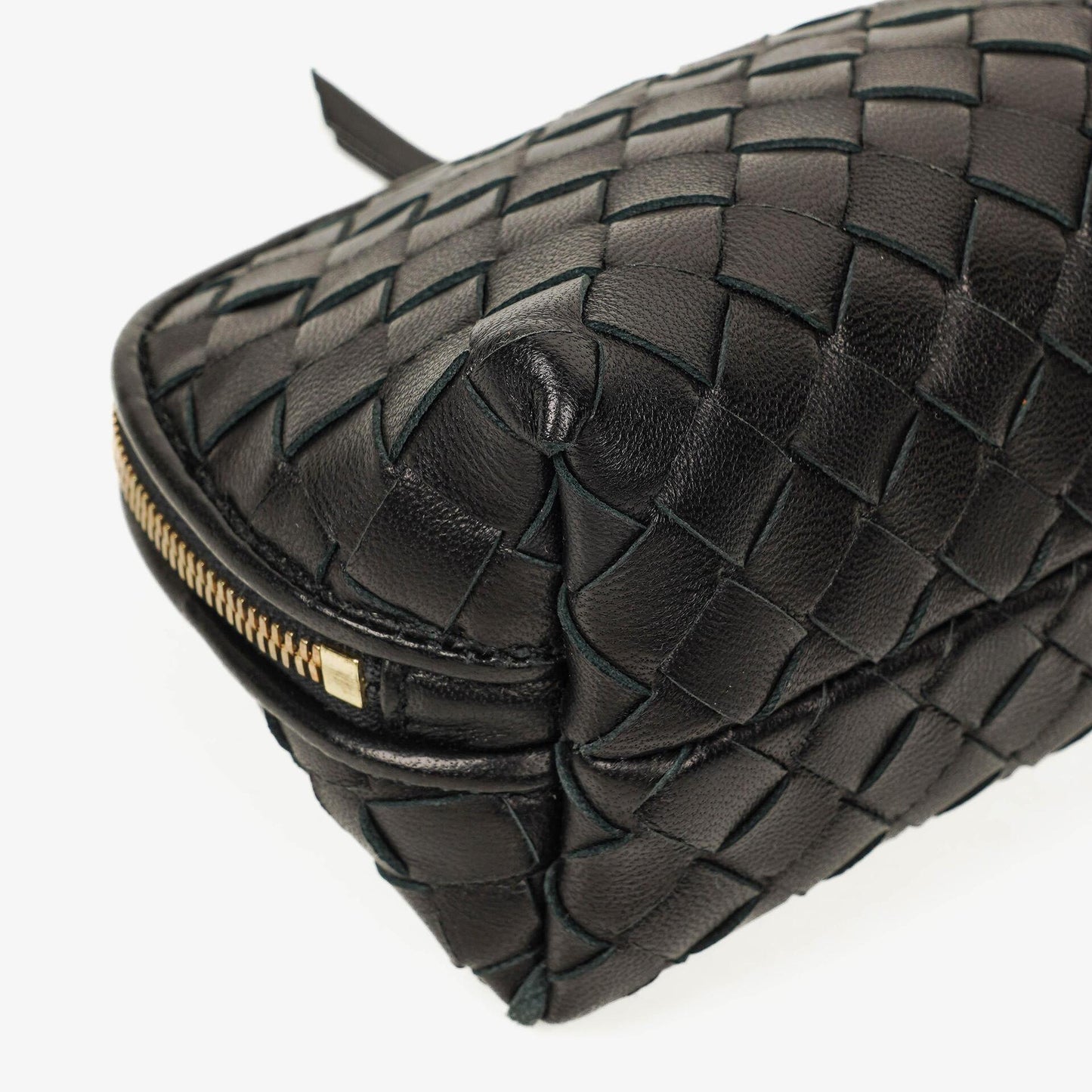 Bottega Veneta Kosmetiktasche aus schwarzem Intrecciato Nappaleder