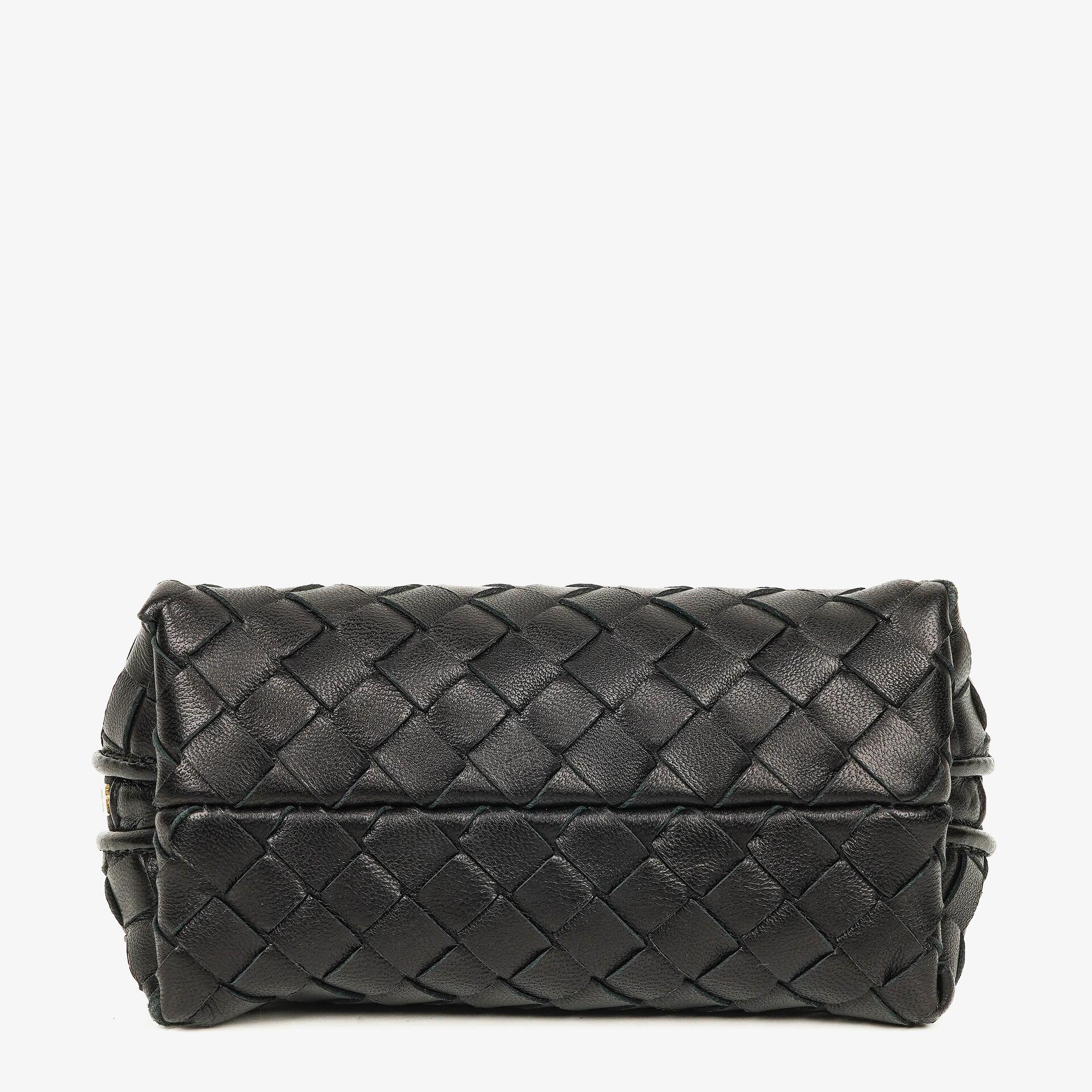 Bottega Veneta Kosmetiktasche aus schwarzem Intrecciato Nappaleder