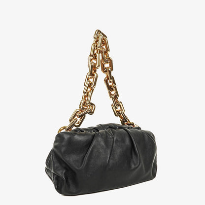 Bottega Veneta Chain Pouch Tasche aus schwarzem Leder