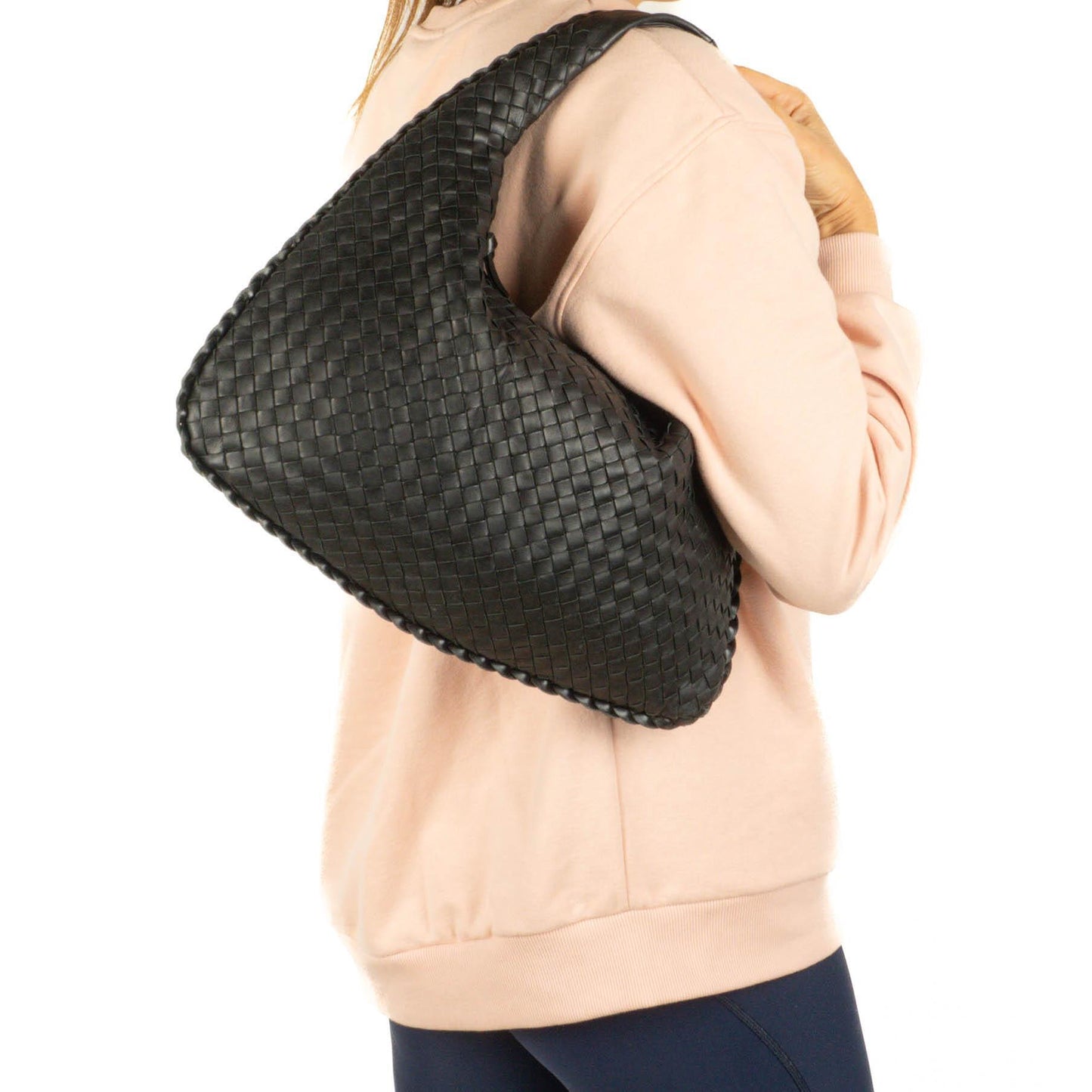 Bottega Veneta Mittelgroße Veneta Hobo Tasche Schwarz Nappa Intrecciato