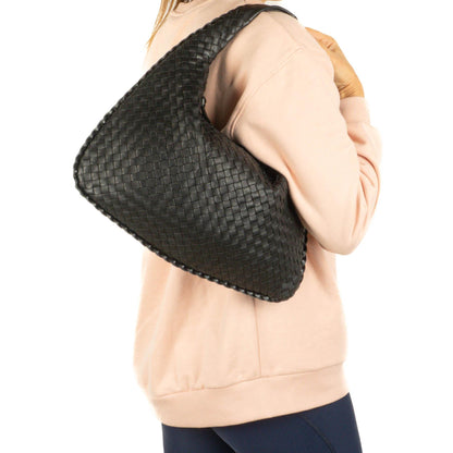 Bottega Veneta Mittelgroße Veneta Hobo Tasche Schwarz Nappa Intrecciato