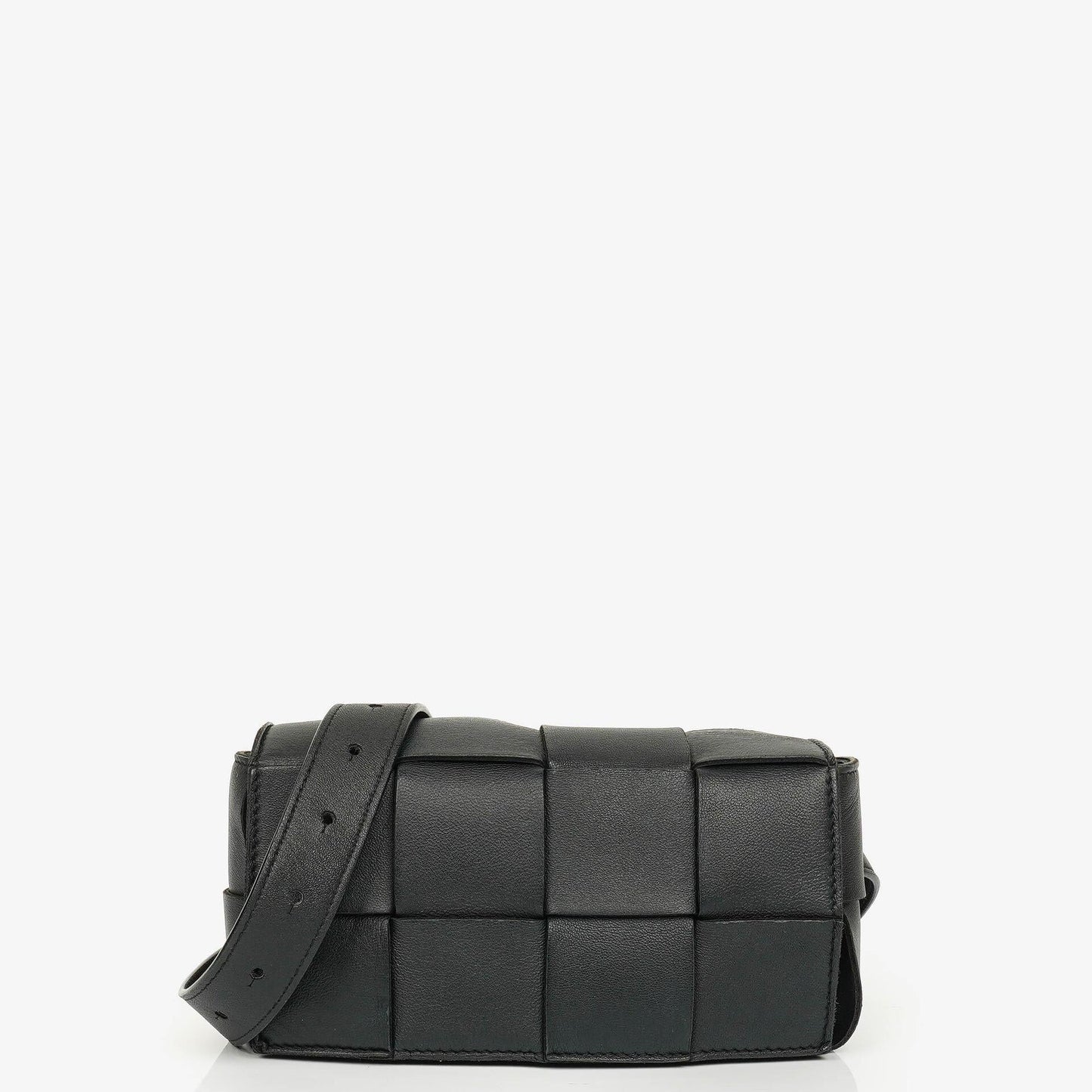Bottega Veneta Schwarze Nappa Intreccio The Belt Cassette Umhängetasche